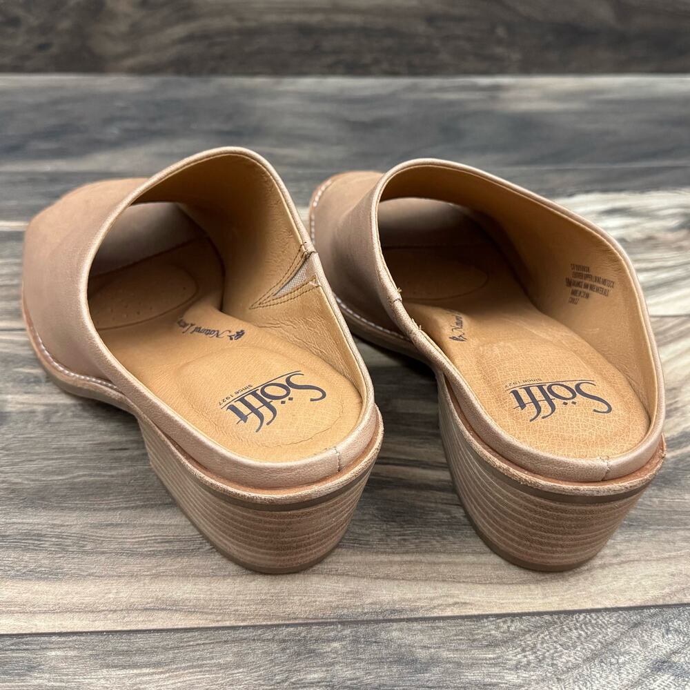 ❌SOLD OUT❌NIB Sofft Aneesa 9M Taupe Leather Open Toe Block Heel Slide Sandal - Picture 4 of 10